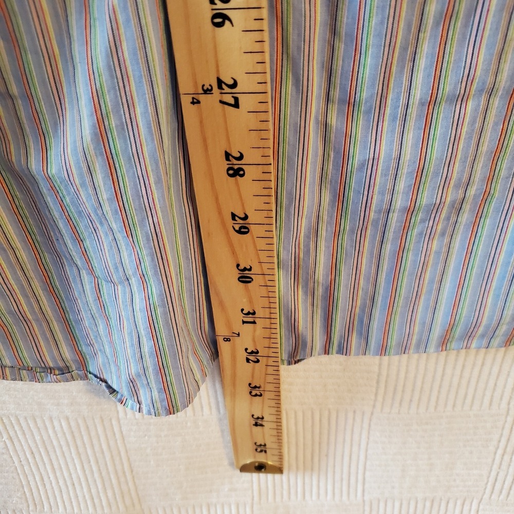 Peter Millar Shirt Button Up Mens 2XL Long Sleeve Colorful Striped Beachy - Picture 5 of 8